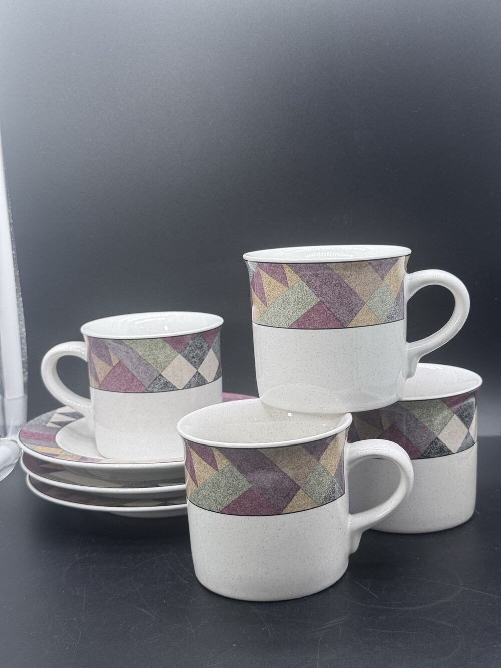 Studio Nova PALM DESERT Y2216 Cup & Saucer Set Of 4 Mugs 3 Plates